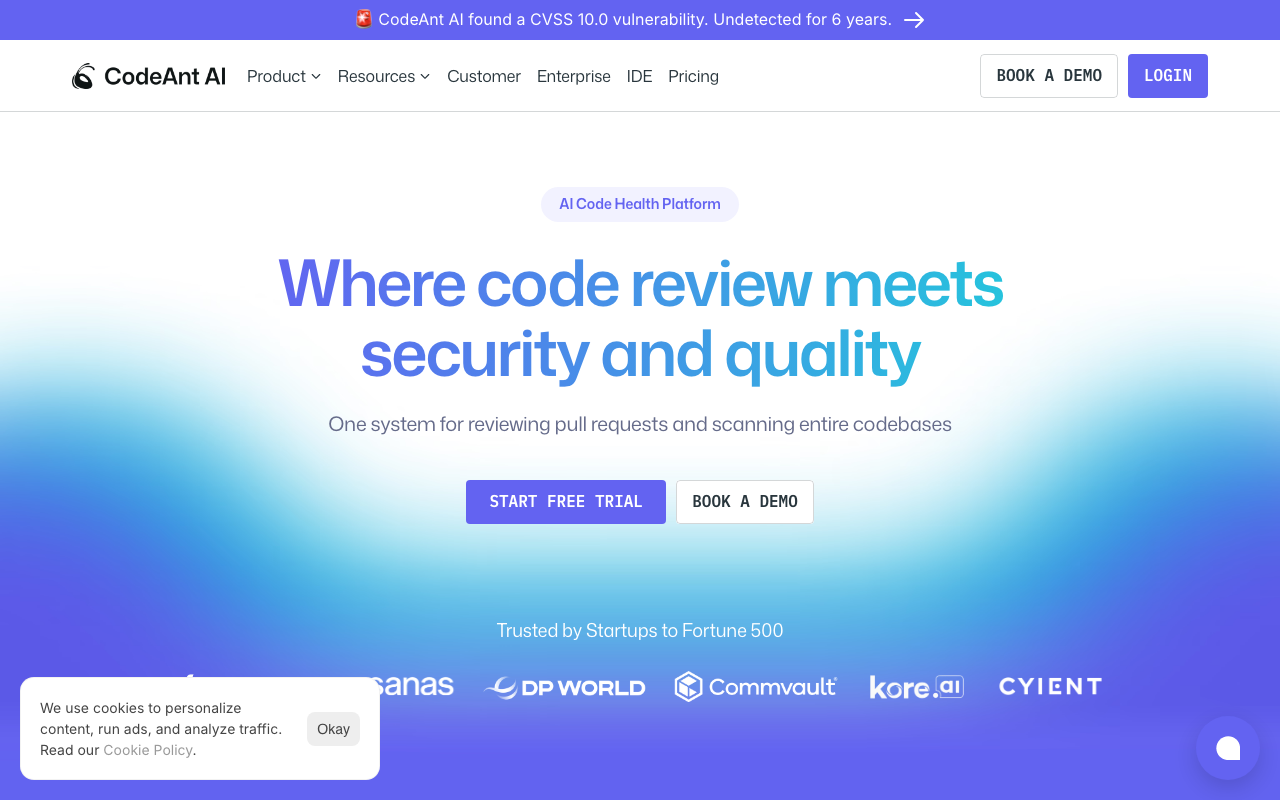 CodeAnt AI code quality platform screenshot