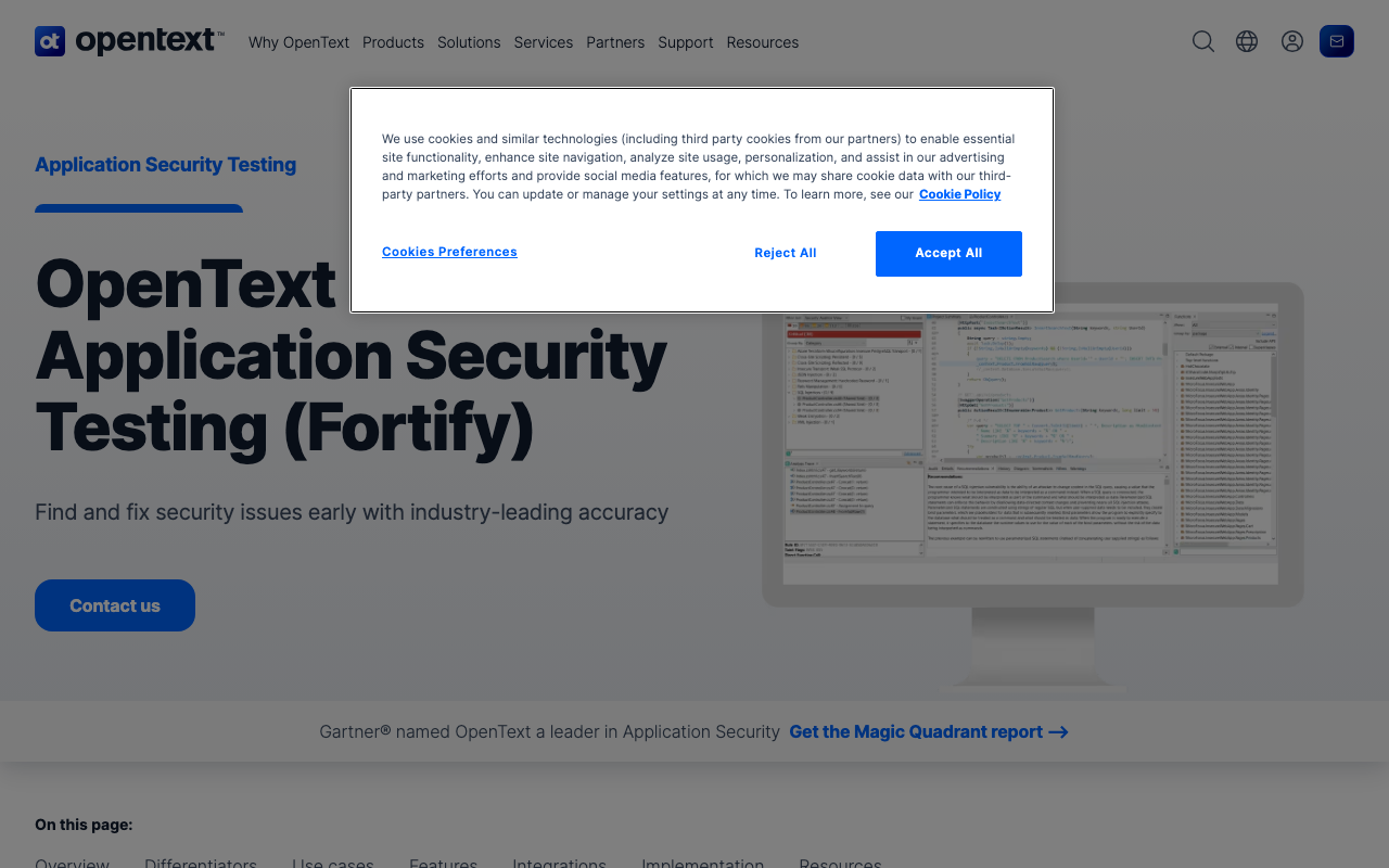 Fortify security scanning tool screenshot
