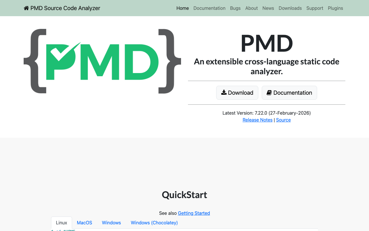 PMD static analysis tool features overview screenshot