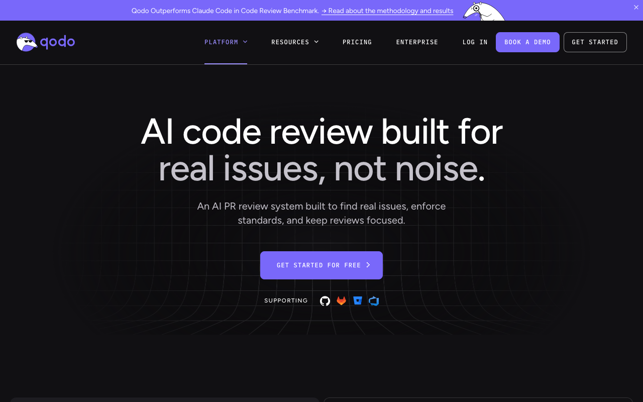 Qodo AI code review tool features overview screenshot