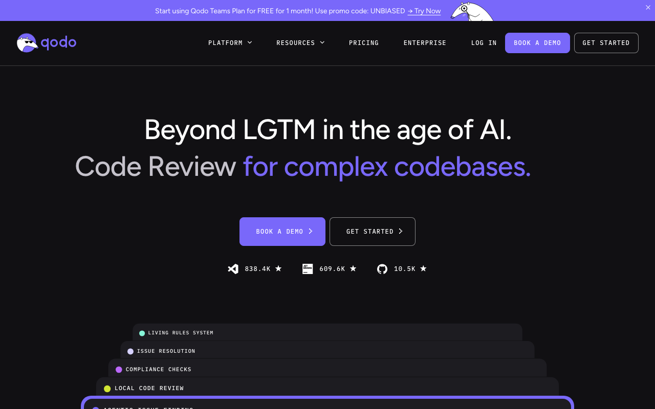 Qodo AI code review tool screenshot