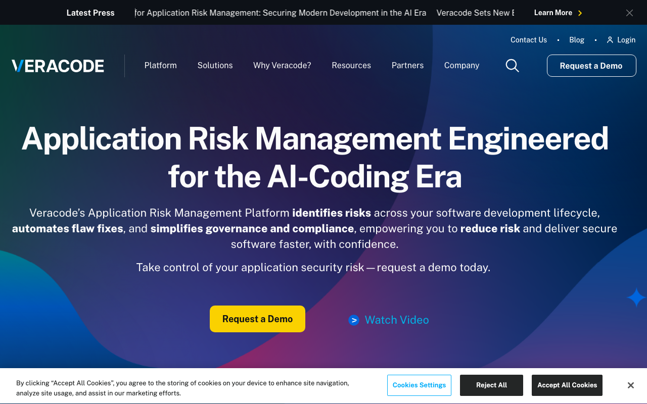 Veracode security scanning tool screenshot